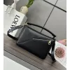 Loewe Black Leather Puzzle Bag With Geometric Design And Adjustable Strap For Modern Chic #A50043