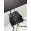 Small Hippie Backpack Drawstring Bucket Bag with Vintage Gold Coin Buttons and Diamond Pattern and Vintage Black and Gold Bag #A54522