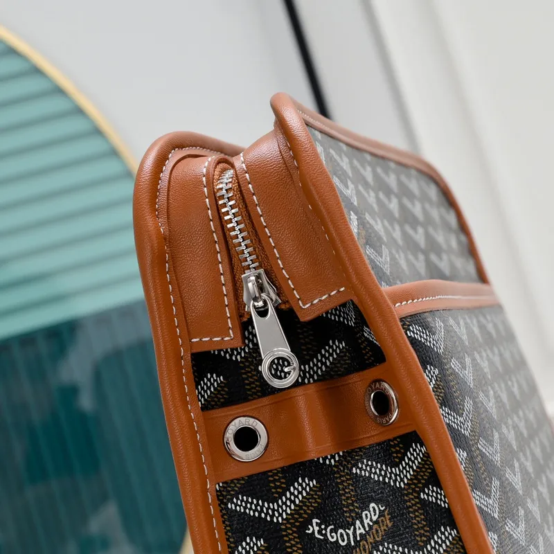 Goyard Canvas Clutch with Leather Trim #A45656 Goyard Canvas Clutch with Leather Trim #A45656