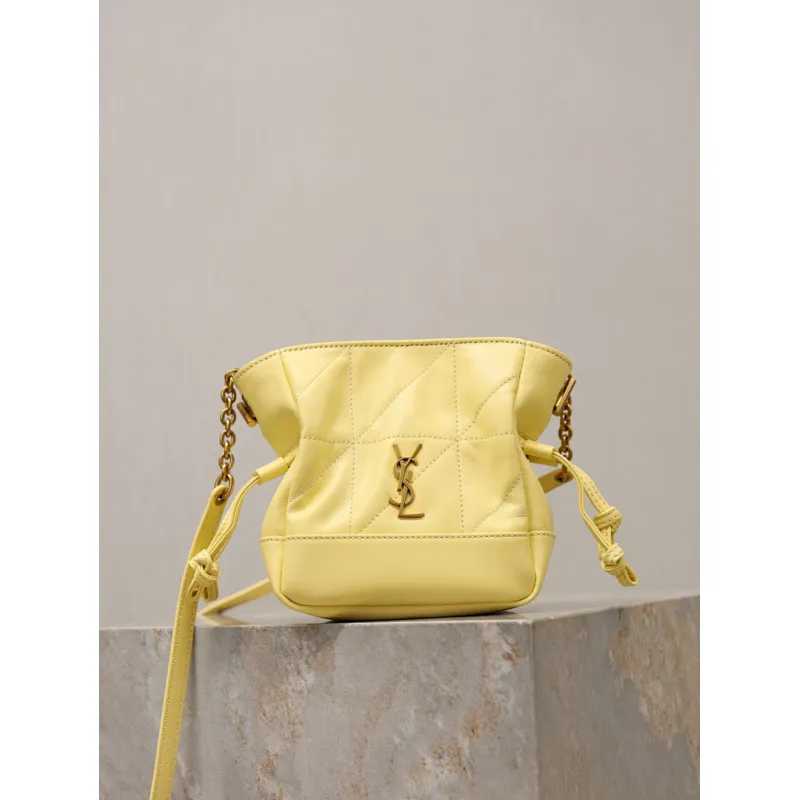 Saint Laurent Jamie Mini Crossbody Bag (859174) - Lambskin Leather, Drawstring Closure, 14.5×15.5×8cm #A59989