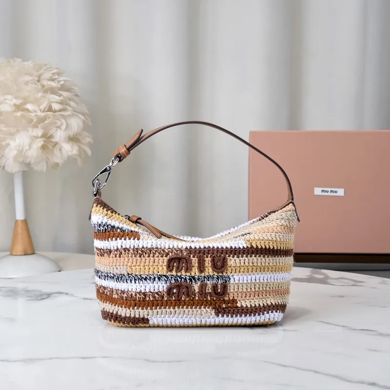 Miu Miu Crochet Hobo Bags: Colorful, Handcrafted Style Statements size:25.5×14×10cm #A53542