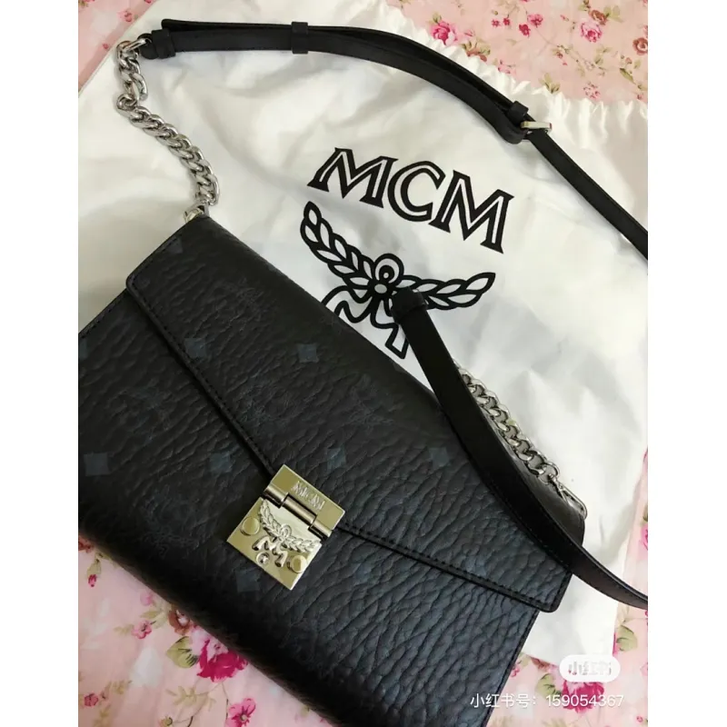 MCM Mini Crossbody Bag, Grid Pattern, Chain Strap, Style 65026 12.5 x 21.0 x 5.0cm #A61795
