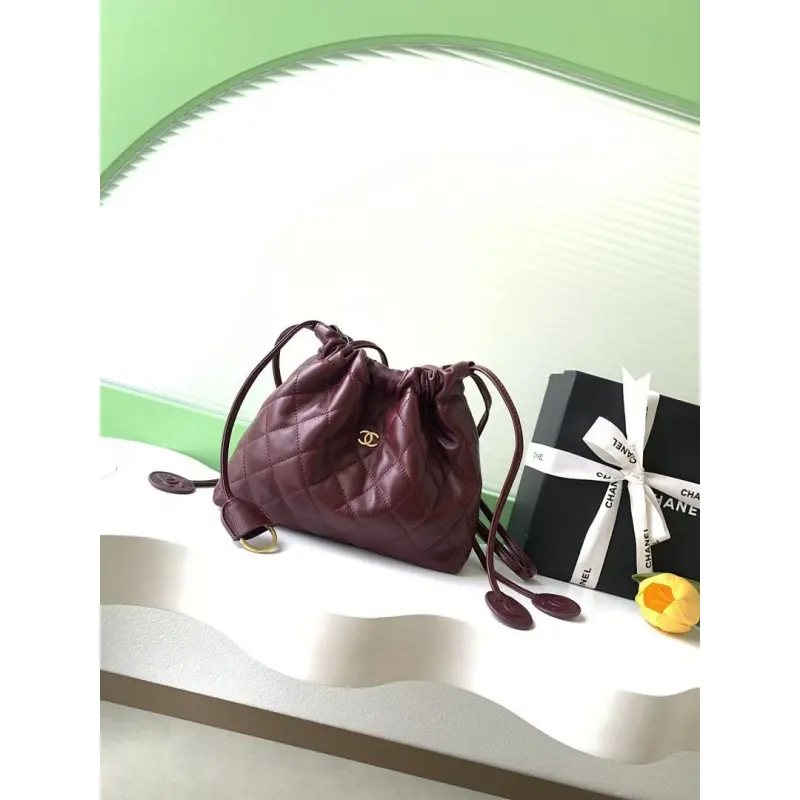 Chanel 26S Quilted Drawstring Bucket Bag, 17 x 22 x 8 cm #A63221