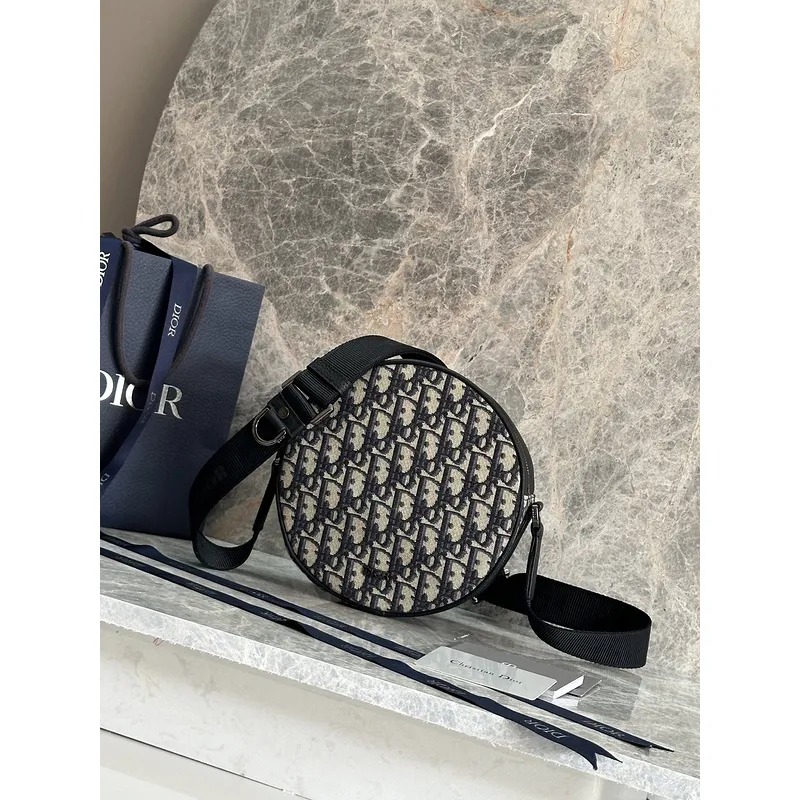 D-ior Round Bag With Iconic Oblique Pattern And Adjustable Strap For Fashion Lovers size:20×20×7cm #A54114 D-ior Round Bag With Iconic Oblique Pattern And Adjustable Strap For Fashion Lovers size:20×20×7cm #A54114