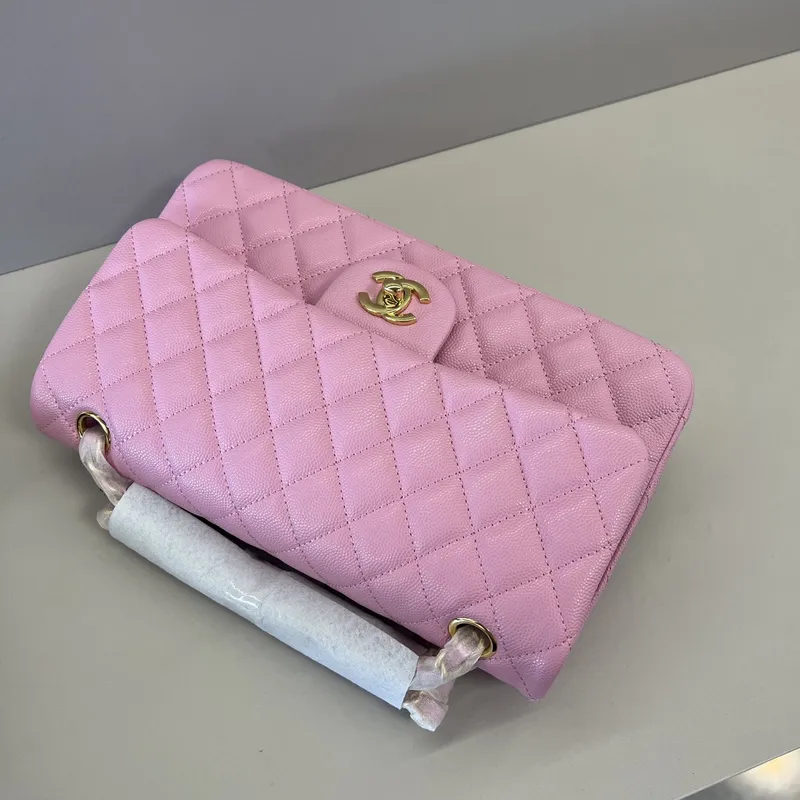 Authentic Chanel Classic Flap Bag in Light  Caviar Leather good Hardware  Wide 25cm #A54377