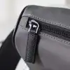 Prada Mens Dark Gray Re-Nylon Crossbody Messenger Bag with Detachable Pouch – Iconic Triangle Logo Adjustable Strap #A58757