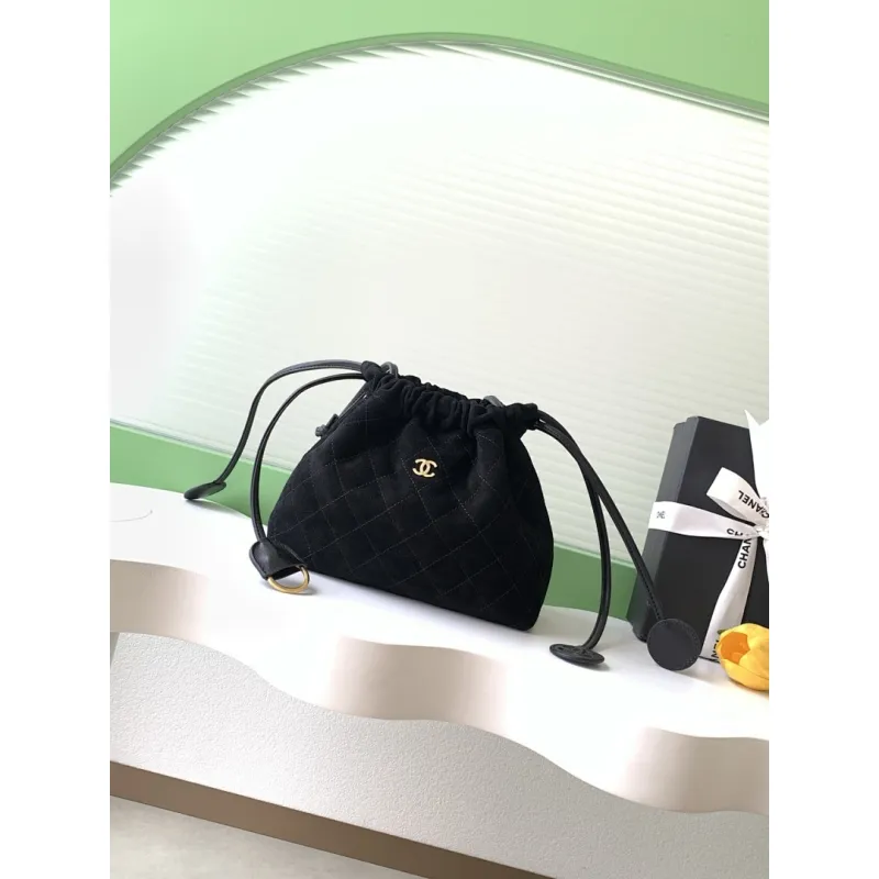 Chanel 26S Quilted Drawstring Bucket Bag, 17 x 22 x 8 cm #A63225