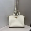 Burberry Timeless White Leather Handbag with Gold - Accented Lock and Dual Handles size:24×3×9cm #A54100