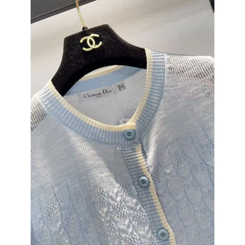 Dior Monogram Knit Short Sleeve Crew Neck Blouse #A63664