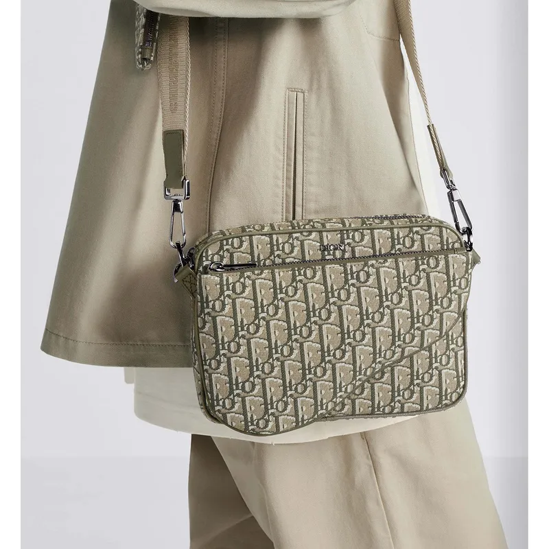 D-ior Beige Oblique Pattern Crossbody Bag With Signature Strap And Pouch  size:23×17×4cm #A54108