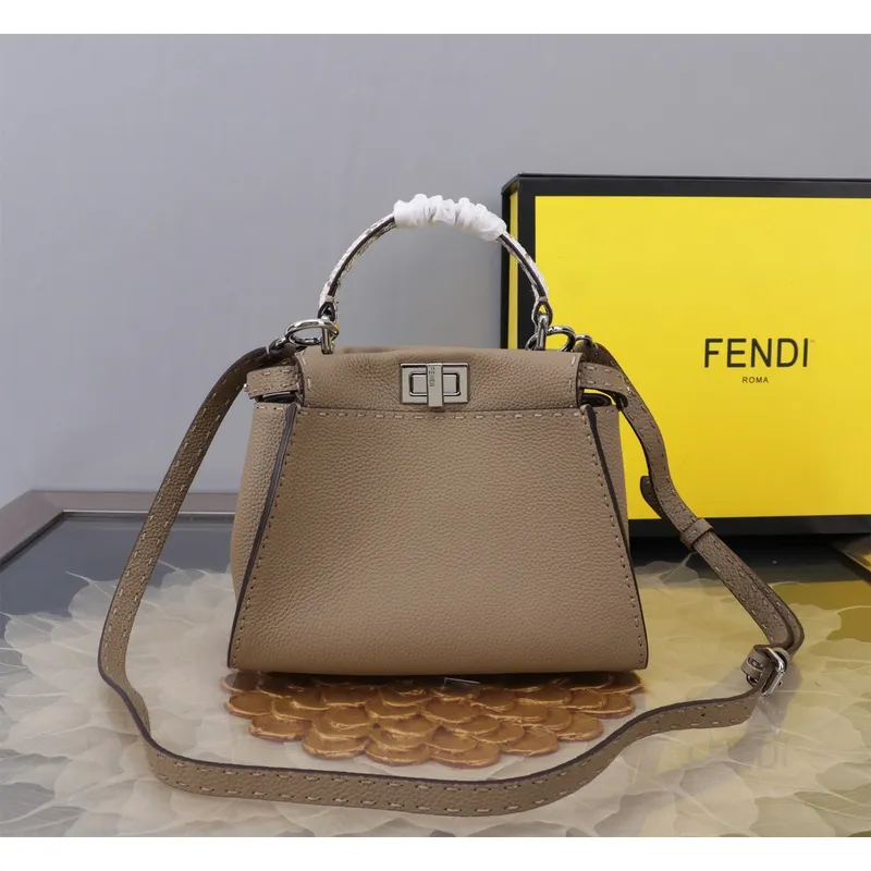 Fendi Handbag Peekaboo Mini Cuoio Romano leather Size:23*18*11cm #A49095 Fendi Handbag Peekaboo Mini Cuoio Romano leather Size:23*18*11cm #A49095