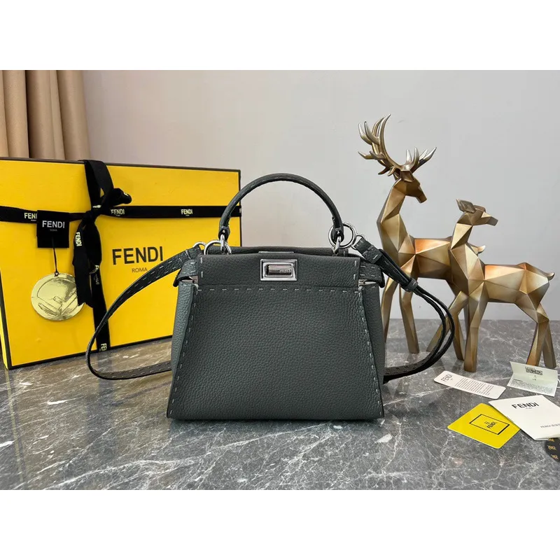Fendi Handbag Peekaboo Mini Cuoio Romano leather Size:23*18*11cm #A49095 Fendi Handbag Peekaboo Mini Cuoio Romano leather Size:23*18*11cm #A49095