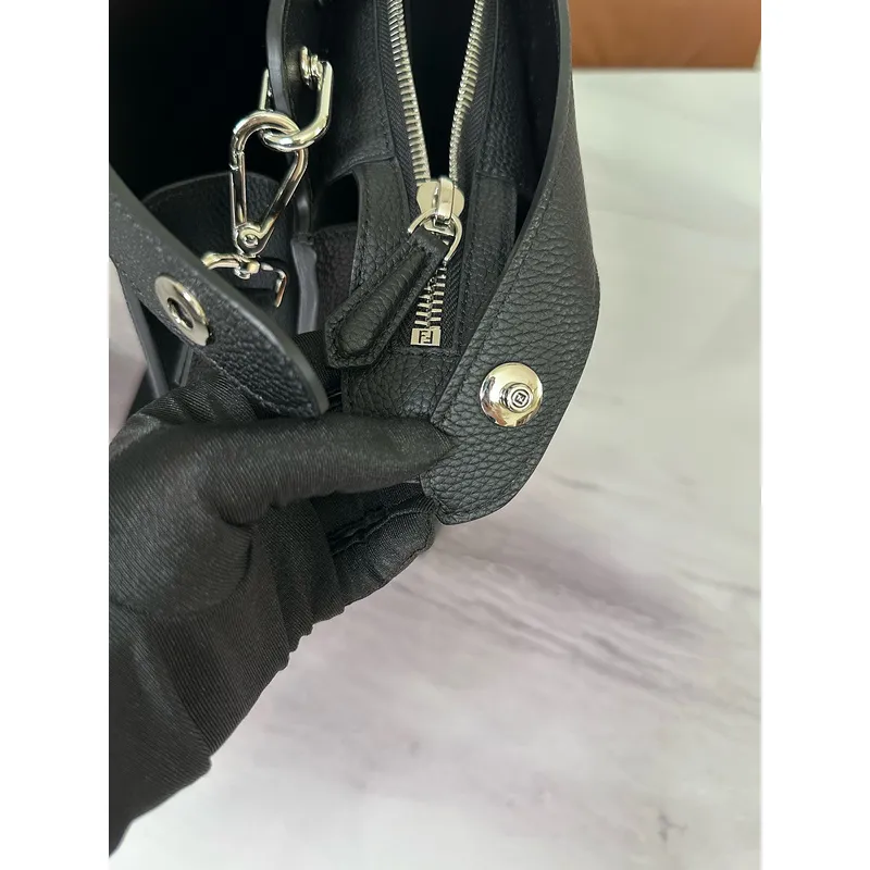 Fendi Leather Briefcase And Monster - Eye Pouch Set In Black With Yellow Accents  #A51530