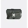 D-ior Saddle Messenger Bag – Anthracite Gray Oblique Jacquard & Grained Calfskin with Signature Aluminum Buckle #A59163