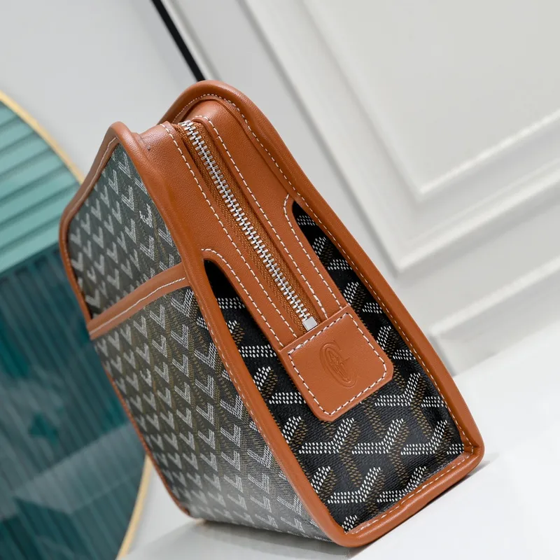 Goyard Canvas Clutch with Leather Trim #A45656 Goyard Canvas Clutch with Leather Trim #A45656