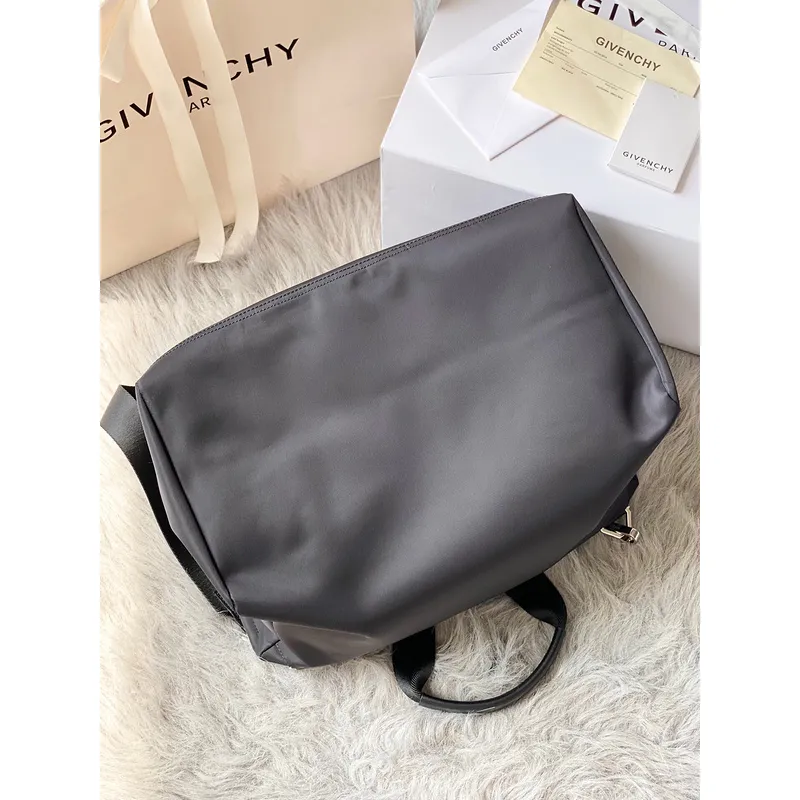 Givenchy Black Leather Top Handle Bag With Logo Webbing Strap #A52352
