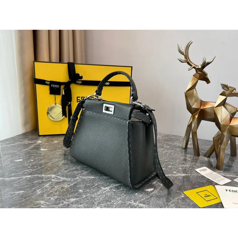 Fendi Handbag Peekaboo Mini Cuoio Romano leather Size:23*18*11cm #A49095 Fendi Handbag Peekaboo Mini Cuoio Romano leather Size:23*18*11cm #A49095
