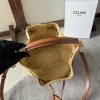 CLARA CELINE CLASSIC PANIER IN RAFFIA AND CALFSKIN #A49281