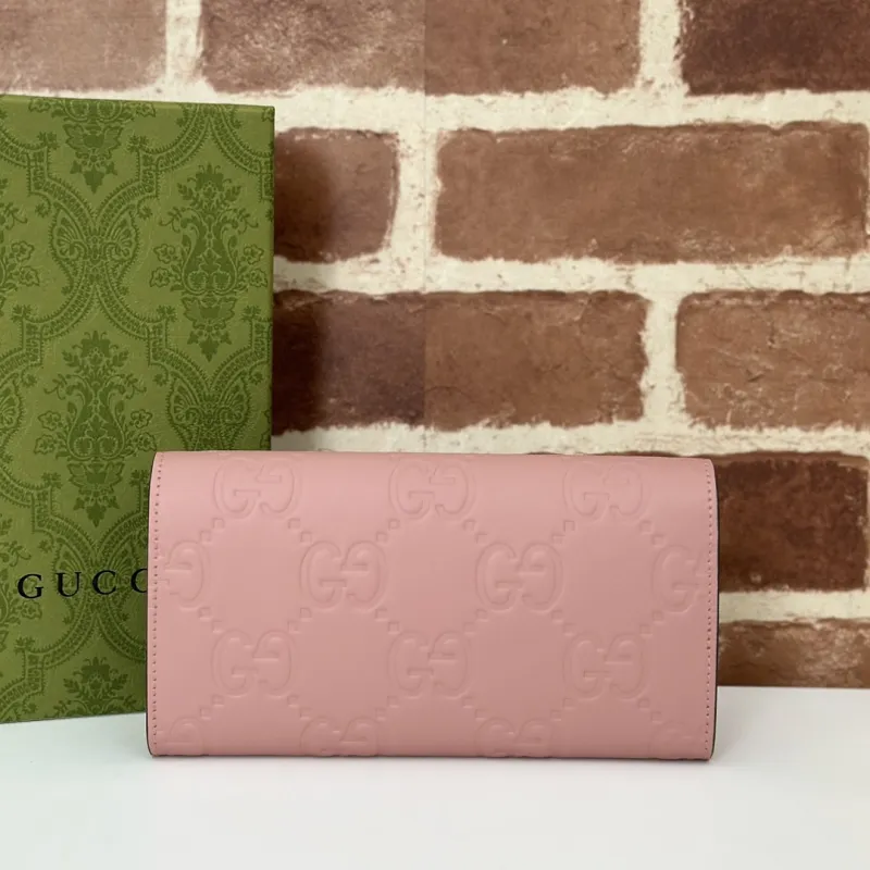 Gucci GG Embossed Leather Envelope Continental Wallet 19×10×3.5cm #A65013