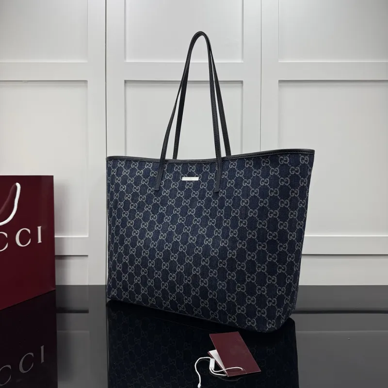 Gucci GG Denim Canvas Large Tote Shoulder Bag 38×29.5×13cm #A65011 Gucci GG Denim Canvas Large Tote Shoulder Bag 38×29.5×13cm #A65011