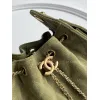 Chanel Hobo Shoulder Bag  Hippie Style Vintage Gold Coin Button Drawstring Bucket Bag #A59440