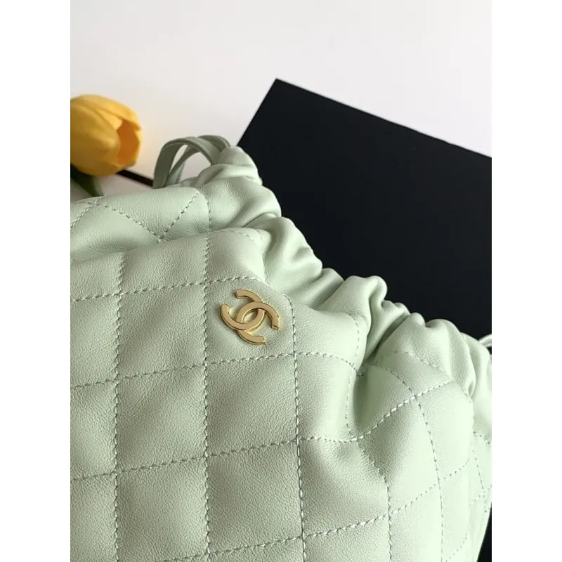 Chanel 26S Quilted Drawstring Bucket Bag, 17 x 22 x 8 cm #A63225