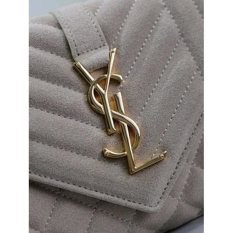 SAINT LAURENT Cassandra Envelope Crossbody Bag Set – Tan Leather-Suede & Black Velvet with Gold YSL Logo (Detachable Chain Strap) #A58774