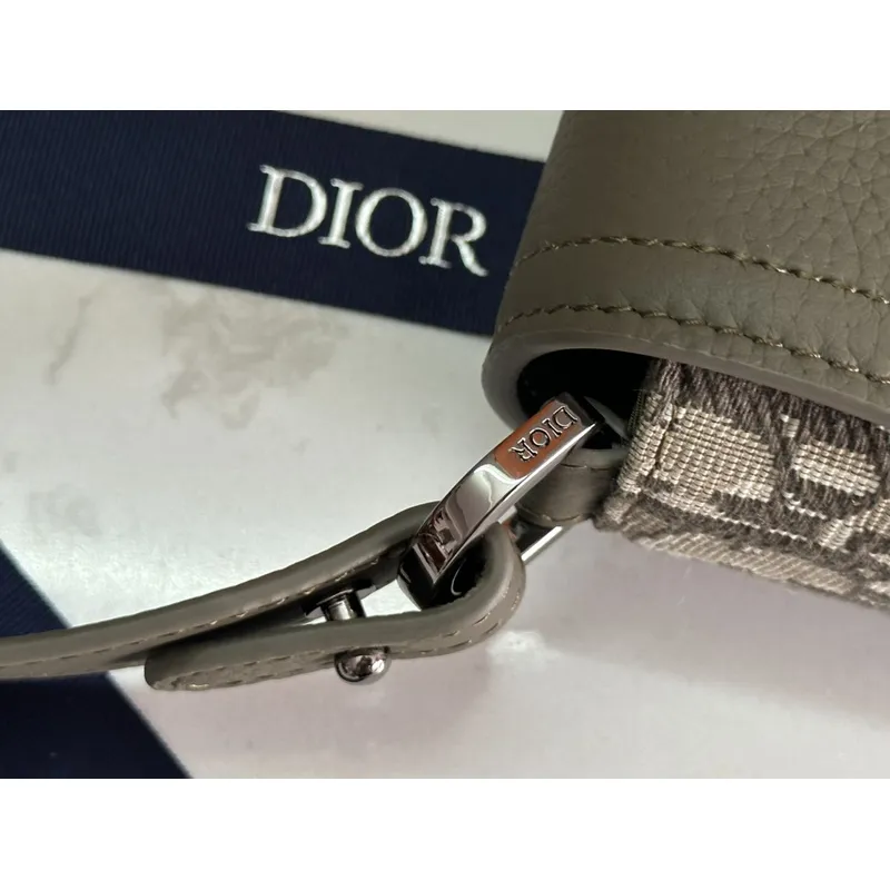 D-ior Olive Green Oblique Pattern Crossbody Bag With Signature Lock Design  size:19×13×4cm #A54109
