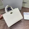 Burberry Timeless White Leather Handbag with Gold - Accented Lock and Dual Handles size:24×3×9cm #A54100