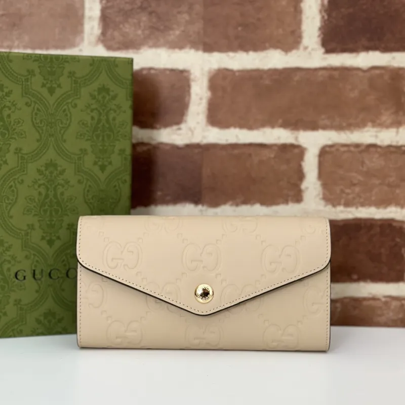 Gucci GG Embossed Leather Envelope Continental Wallet 19×10×3.5cm #A65013