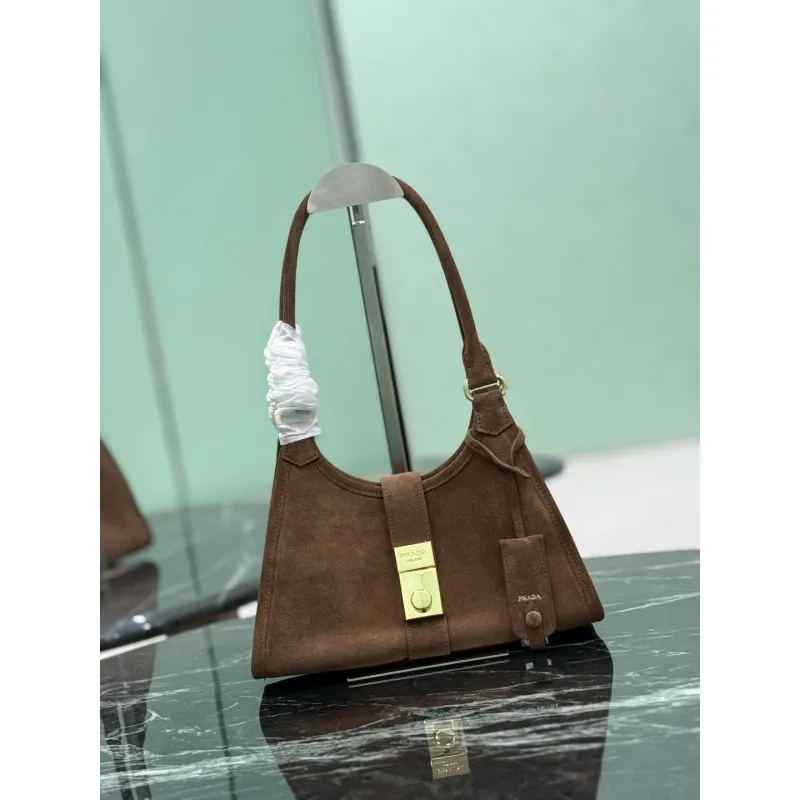 Prada Brown Suede Handbag 1BG580  #A55278