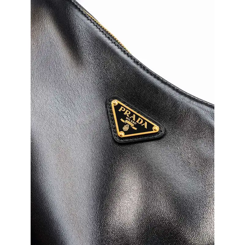 Prada Galleria Soft Shoulder Bag (2 Colors) – Burgundy/Black Leather with Gold-Tone Triangle Logo & Convertible Strap #A59180