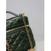 Saint Laurent 819285 GABY Mini Chain Cosmetic Bag - Dark Green Quilted Leather with Detachable Strap #A59505