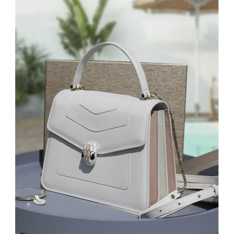 Bvlgari Serpenti Forever Top Handle Bag In White Leather For Timeless Luxury #A51666