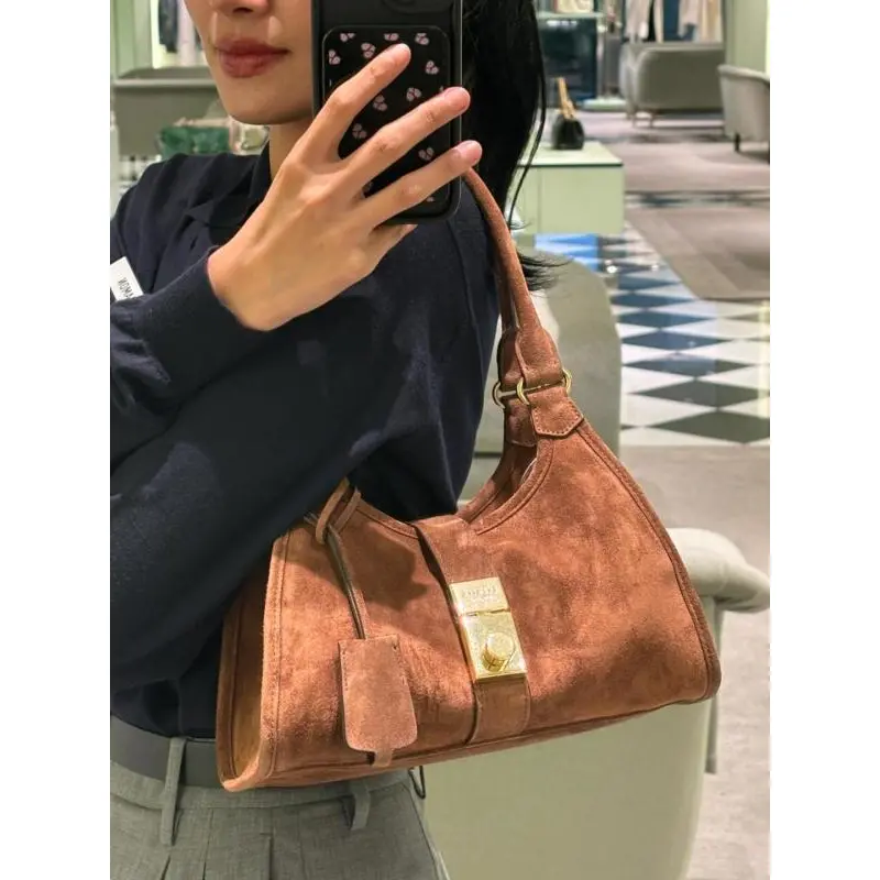 Prada Brown Suede Handbag 1BG580  #A55278