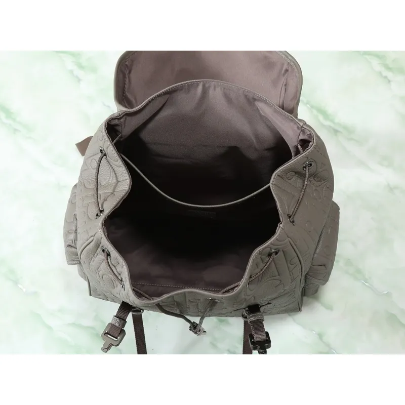 D-ior Mens Grey Embossed Leather Backpack with Signature Hardware - Luxury Fashion for Urban & Travel Essentials A205 #A57316 D-ior Mens Grey Embossed Leather Backpack with Signature Hardware - Luxury Fashion for Urban & Travel Essentials A205 #A57316