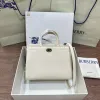 Burberry Timeless White Leather Handbag with Gold - Accented Lock and Dual Handles size:24×3×9cm #A54100