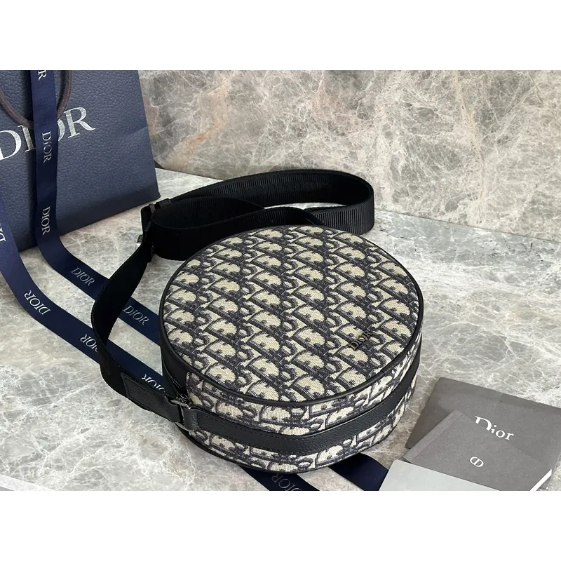 D-ior Round Bag With Iconic Oblique Pattern And Adjustable Strap For Fashion Lovers size:20×20×7cm #A54114 D-ior Round Bag With Iconic Oblique Pattern And Adjustable Strap For Fashion Lovers size:20×20×7cm #A54114
