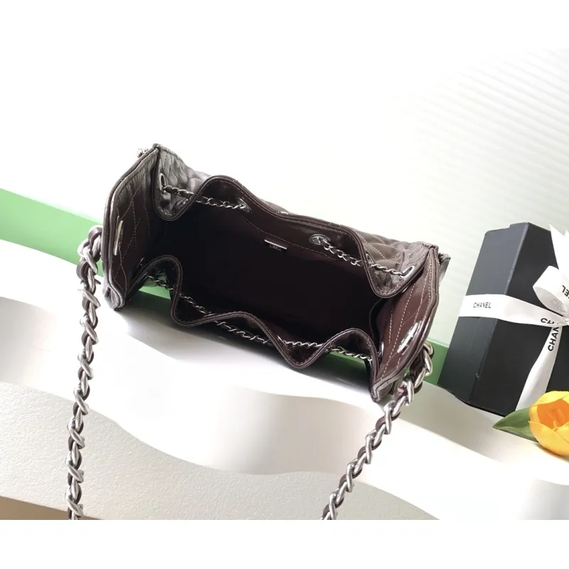 Chanel Quilted Hobo Drawstring Bucket Bag 20-22-12.5cm #A63815