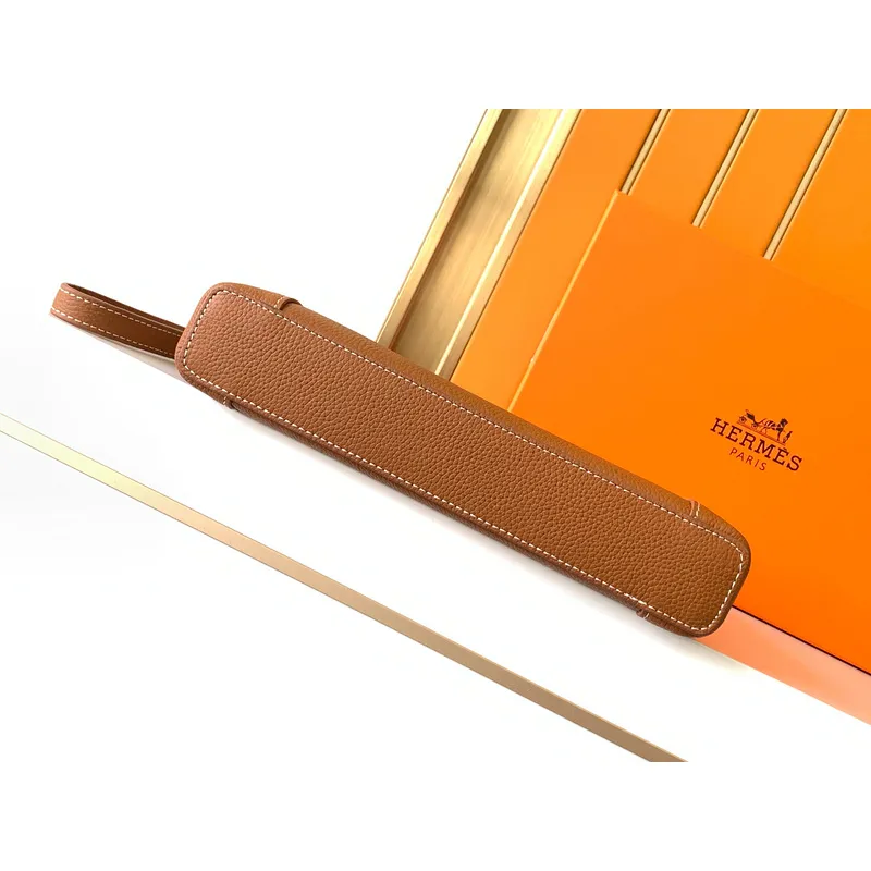 Hermès Leather Zip - Around Wristlet Clutches In Brown And Black With Branded Detailing #A50707