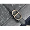 D-ior - Inspired Embossed Leather Crossbody Bag in Navy Blue size:28×18×9.5cm #A53899