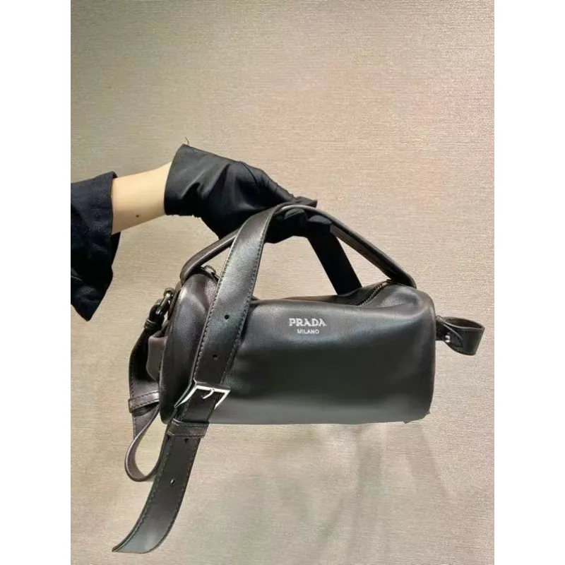 Chic Prada Barrel Bags In Suede And Leather For Fashion - Forward Styling #A49961