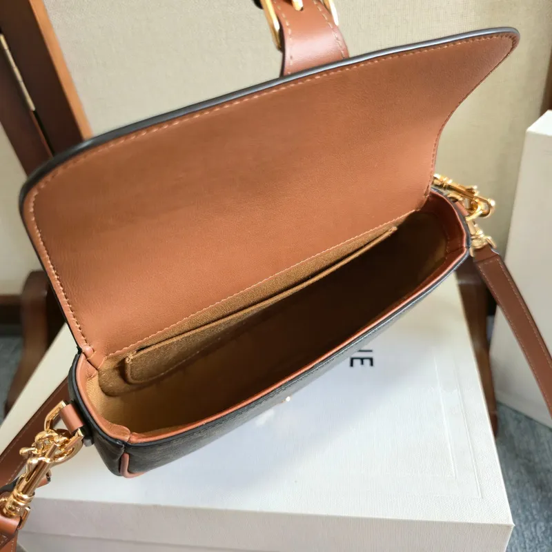Celine Triomphe Pattern Saddle Bag in Brown and Black for Timeless Elegance size:20×14×5cm #A54102