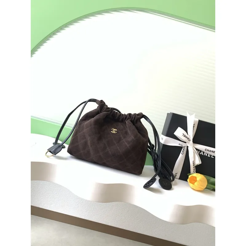 Chanel 26S Quilted Drawstring Bucket Bag, 17 x 22 x 8 cm #A63221