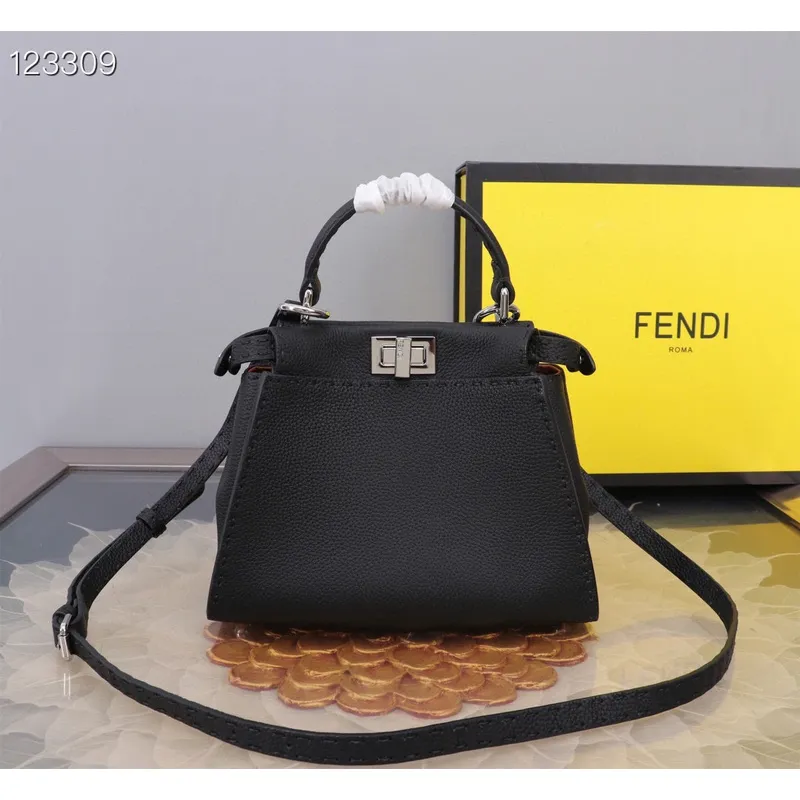 Fendi Handbag Peekaboo Mini Cuoio Romano leather Size:23*18*11cm #A49095 Fendi Handbag Peekaboo Mini Cuoio Romano leather Size:23*18*11cm #A49095