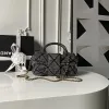 Chanel Womens Top Handle Bag - Gray Textured Fabric with Quilted Design, Gold-Tone CC Logo & Chain Strap, Luxurious Handbag for Fashion-Forward Style #A56746