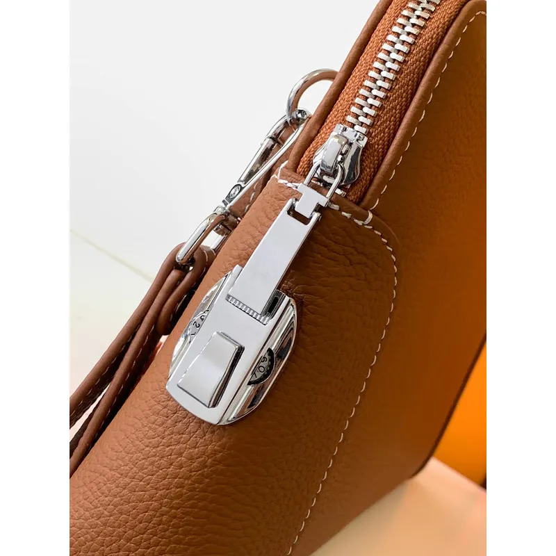 Hermès Leather Zip - Around Wristlet Clutches In Brown And Black With Branded Detailing #A50707