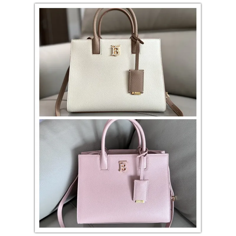 Burberry Handbag Two Tone Leather &amp Gold “TB” Logo Epitomizing Sophisticated Elegance size:27×11×20cm #A54200