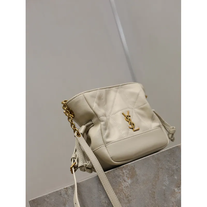 Saint Laurent Jamie Mini Crossbody Bag (859174) - Lambskin Leather, Drawstring Closure, 14.5×15.5×8cm #A59989