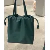 Loewe Green Leather Drawstring Tote Bag With Bold Branding For Chic Everyday Use #A50065